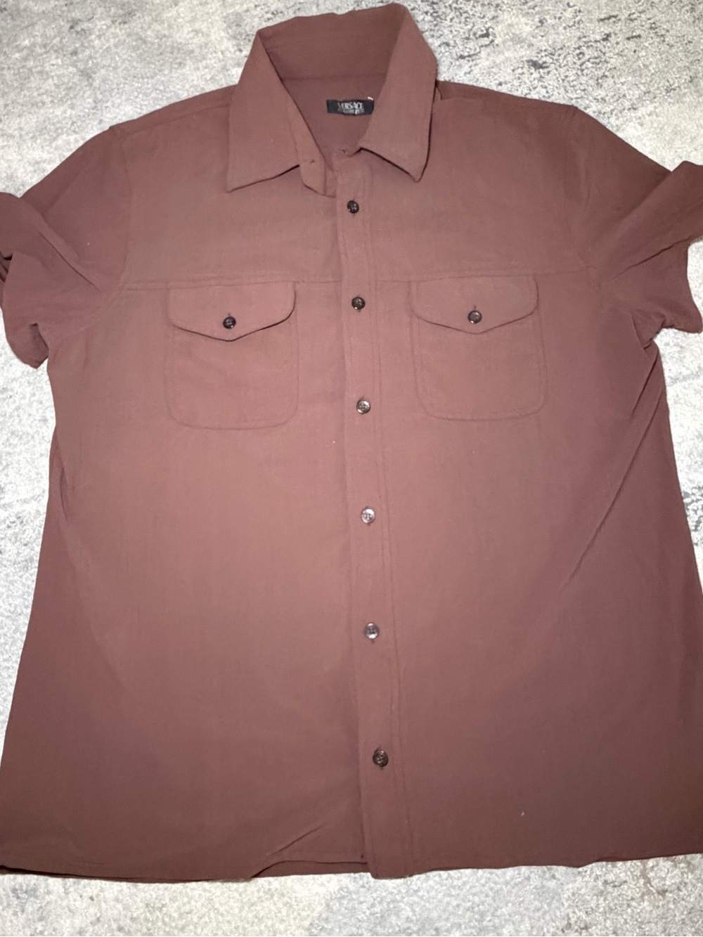 Vintage Versace Classic V2 Utility Shirt Brown Mens XL Made In Italy Archival